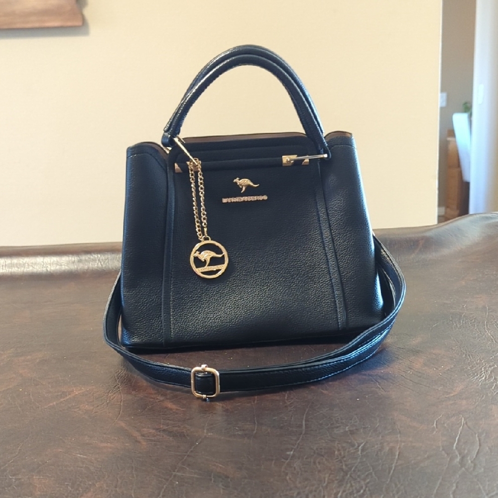 Black Handbag with Gold Accents